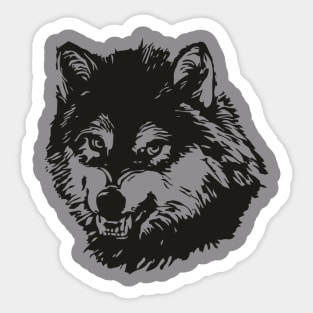 Black and White Angry Wolf Sticker